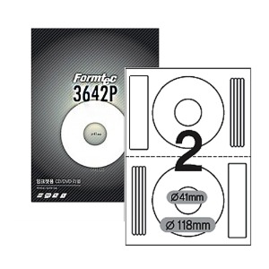 폼텍 PS-3642P CDDVD 광택 라벨지 2칸 잉크젯 A4 10매